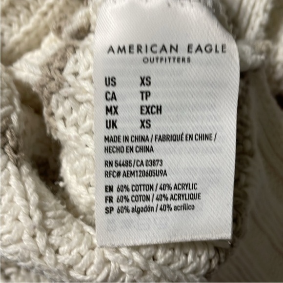 💰American Eagle NWOT Semi Cropped Knit Striped Sweater Oversized XS fits upto XL - Picture 7 of 7